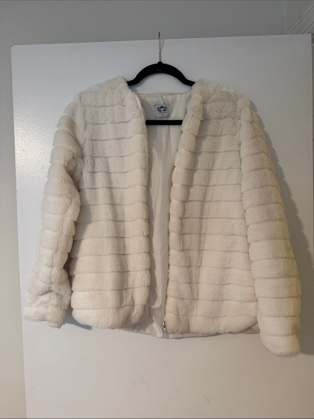 Katydid Cream Faux Fur Open-Front Jacket